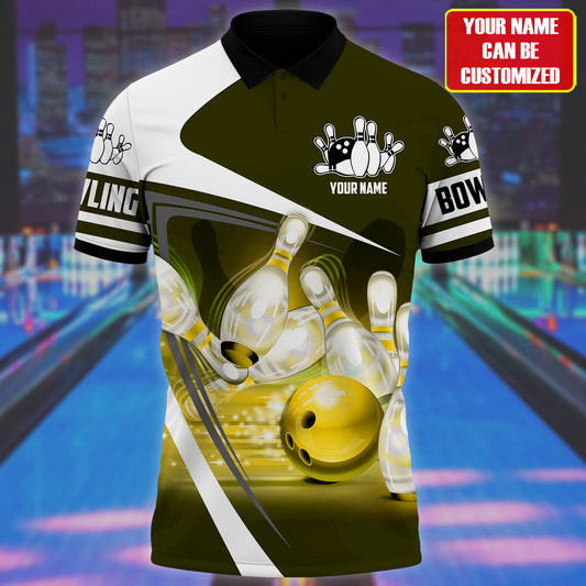 Personalized Name Bowling Yellow Version All Over Printed Unisex Shirt