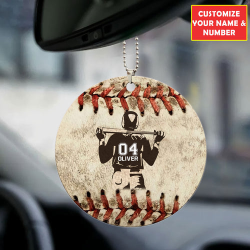 Personalized Name & Number Baseball Car Ornament AK14