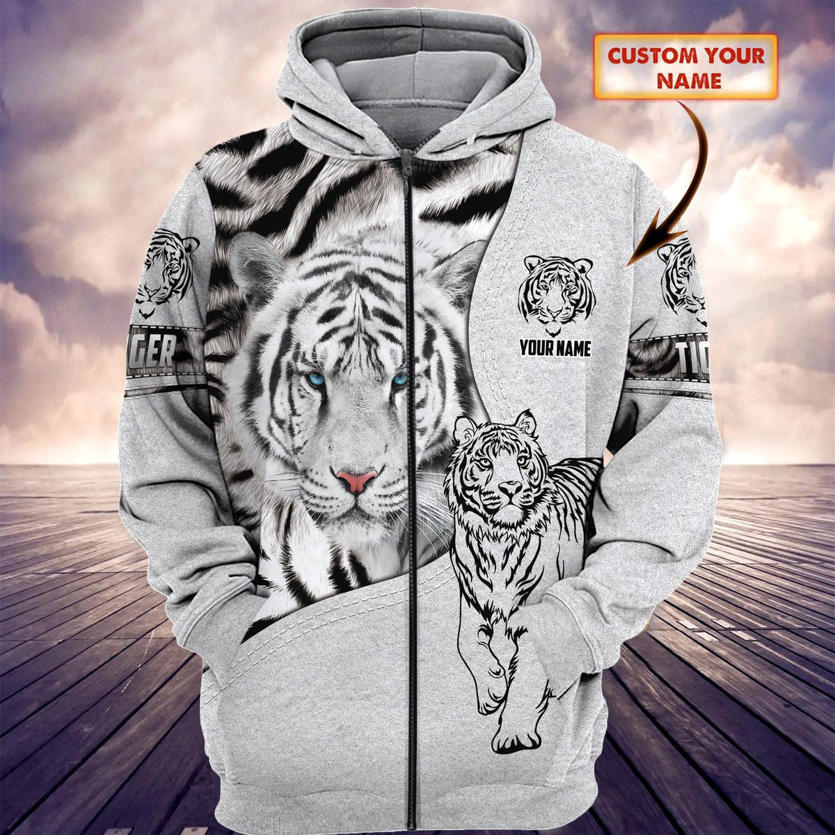 Personalized Name White Tiger 5 All Over Printed Unisex Shirt