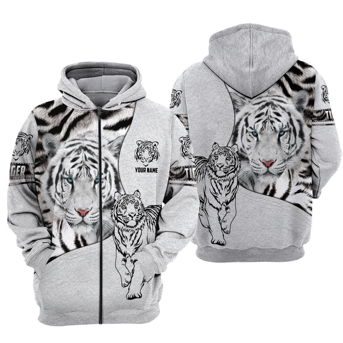 Personalized Name White Tiger 5 All Over Printed Unisex Shirt