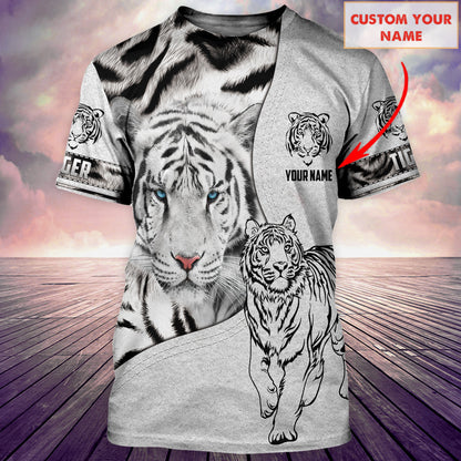 Personalized Name White Tiger 5 All Over Printed Unisex Shirt