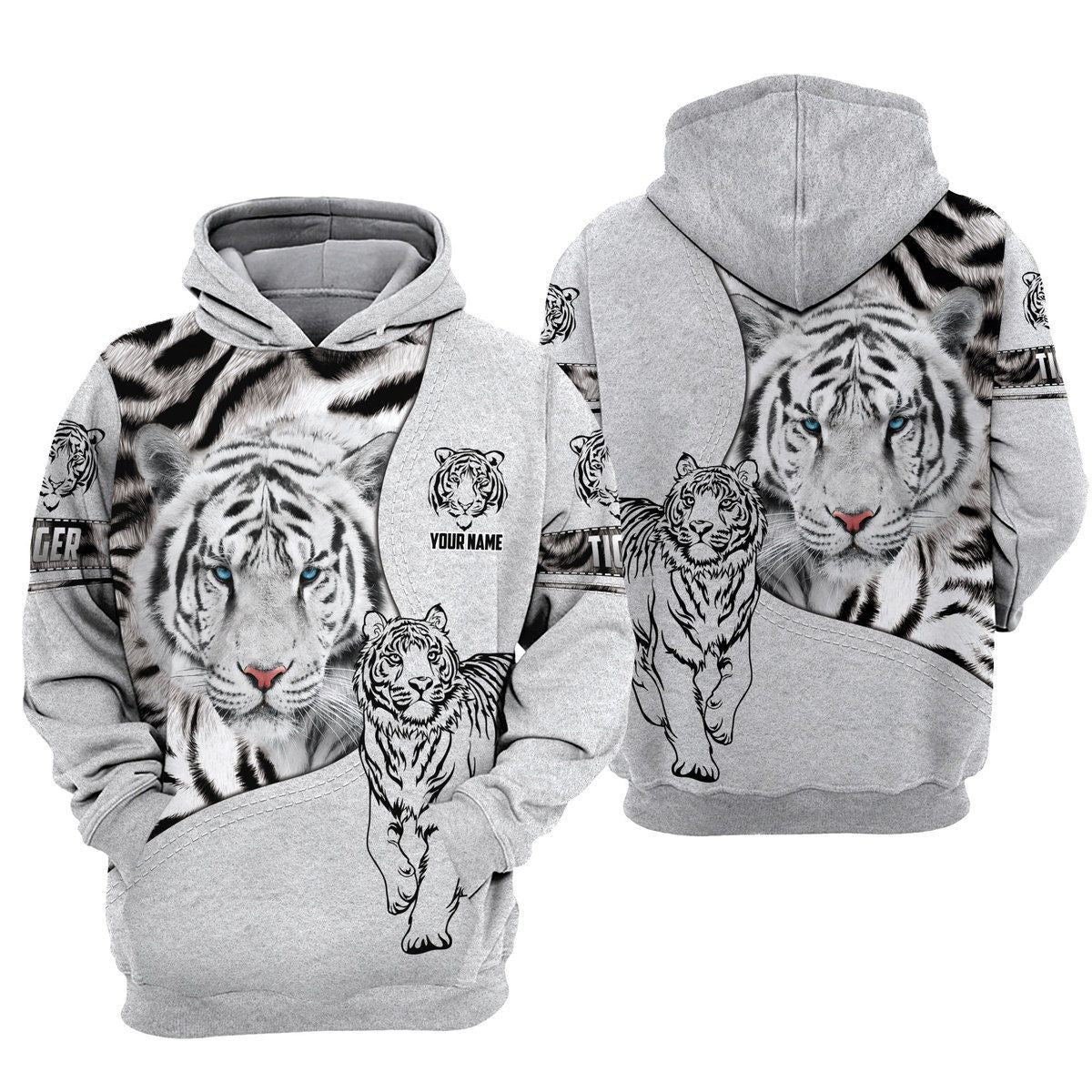 Personalized Name White Tiger 5 All Over Printed Unisex Shirt