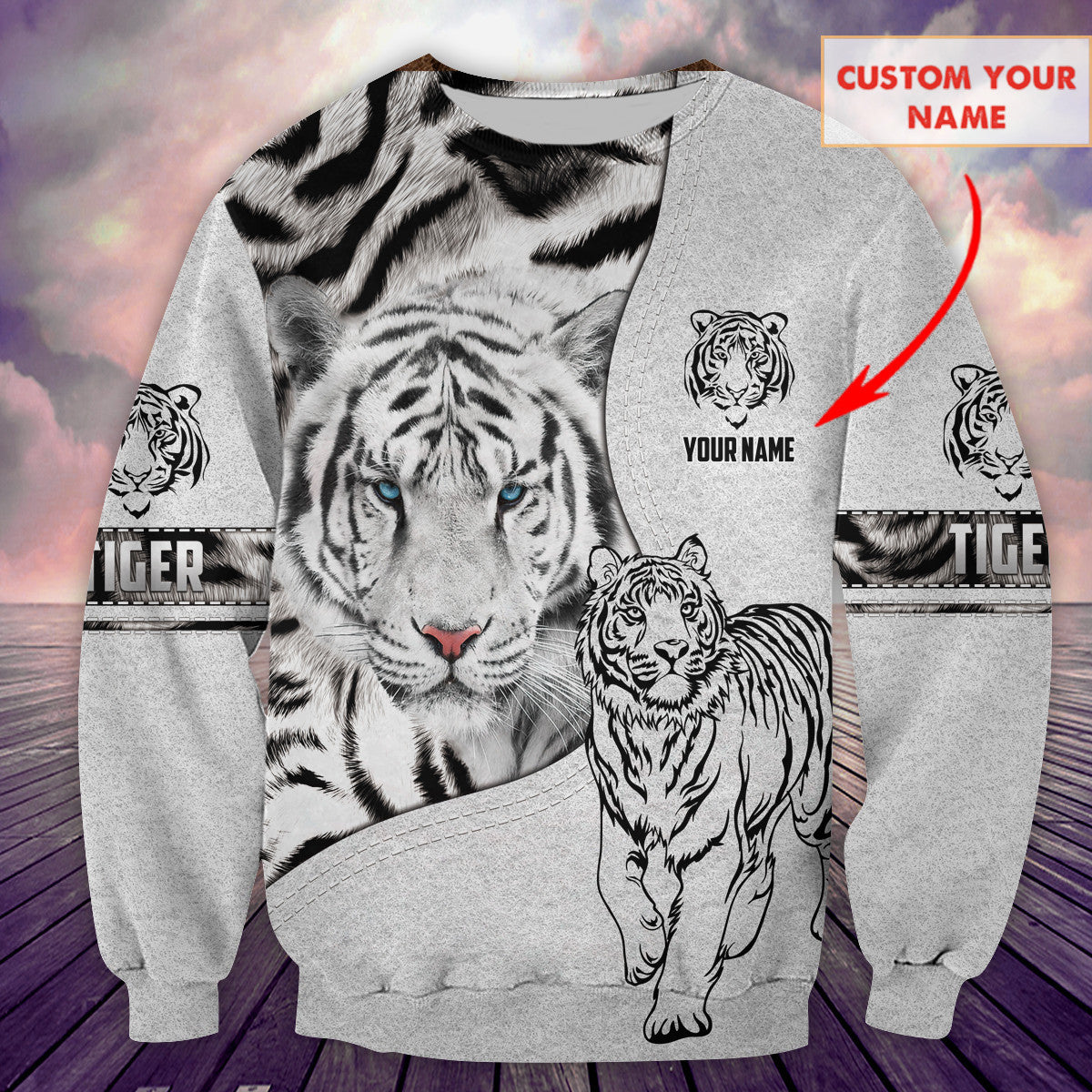 Personalized Name White Tiger 5 All Over Printed Unisex Shirt