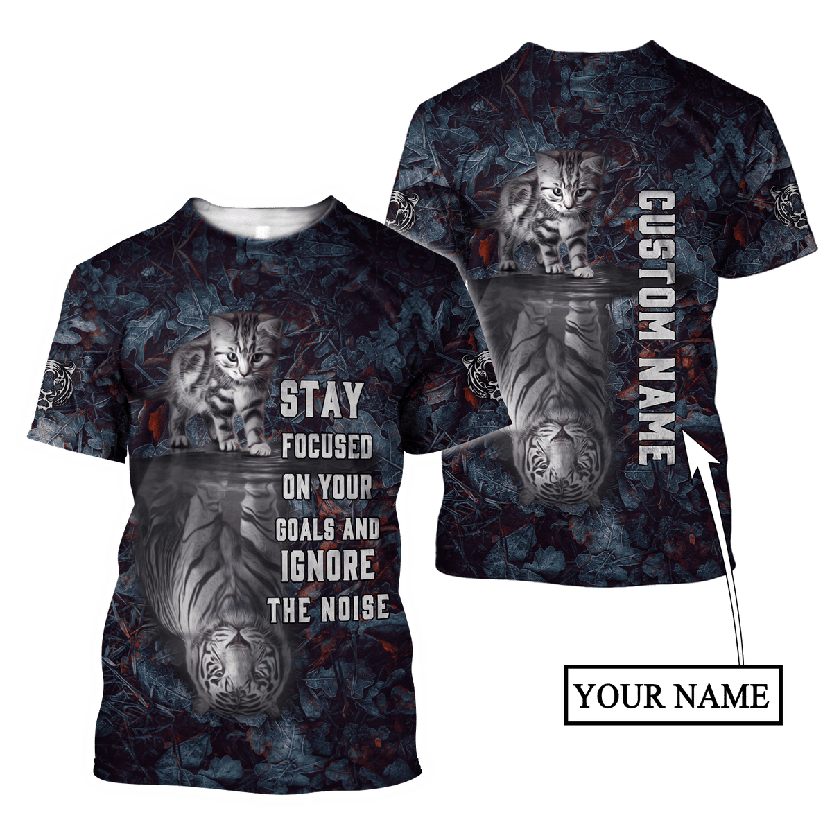 Personalized Name Cat Mirror Tiger All Over Printed Unisex Shirt