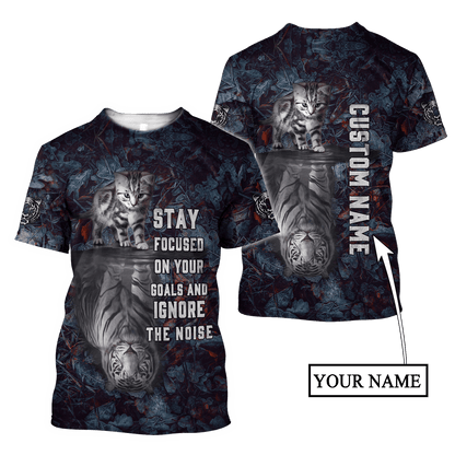 Personalized Name Cat Mirror Tiger All Over Printed Unisex Shirt