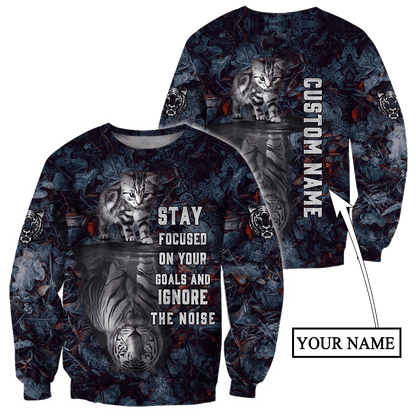 Personalized Name Cat Mirror Tiger All Over Printed Unisex Shirt