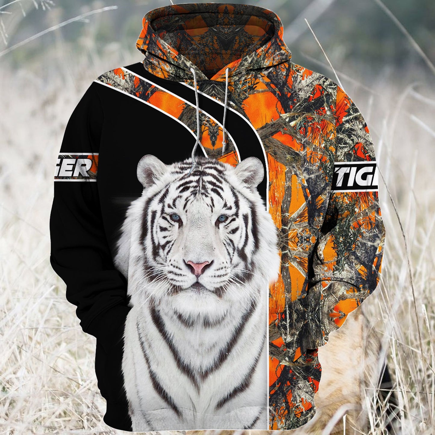 White Tiger Camo Pattern All Over Printed Unisex Shirt