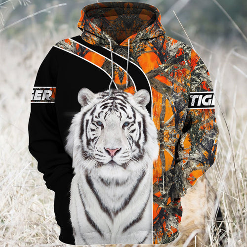 White Tiger Camo Pattern All Over Printed Unisex Shirt