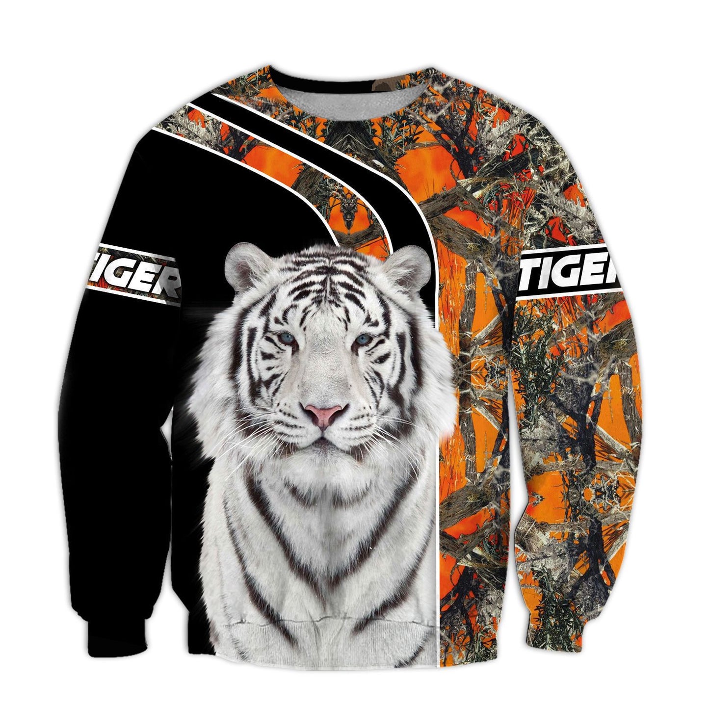 White Tiger Camo Pattern All Over Printed Unisex Shirt