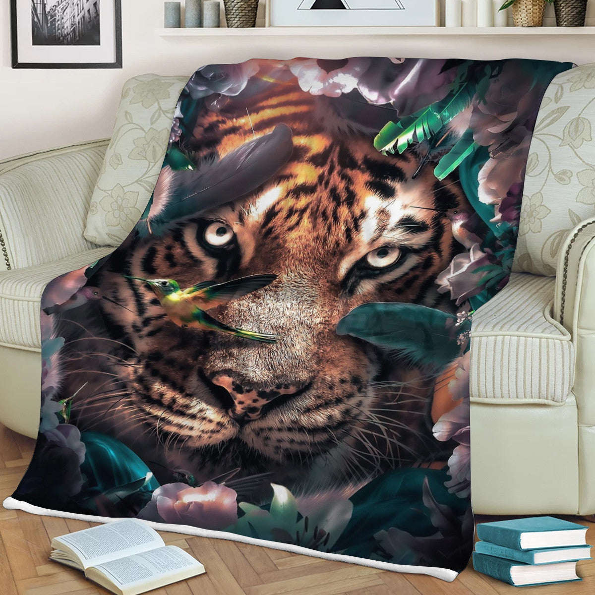 Tiger Flower Fleece Blanket