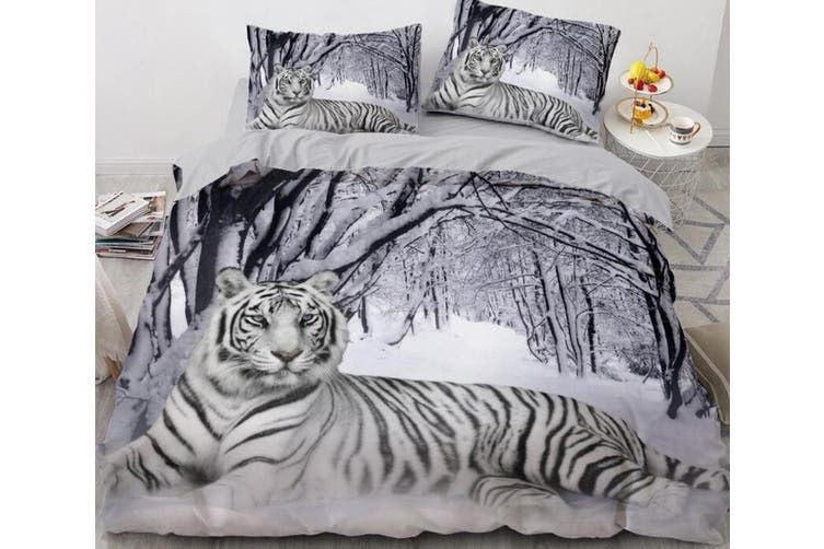 White Tiger Snow Pattern All Over Printed Bedding Set