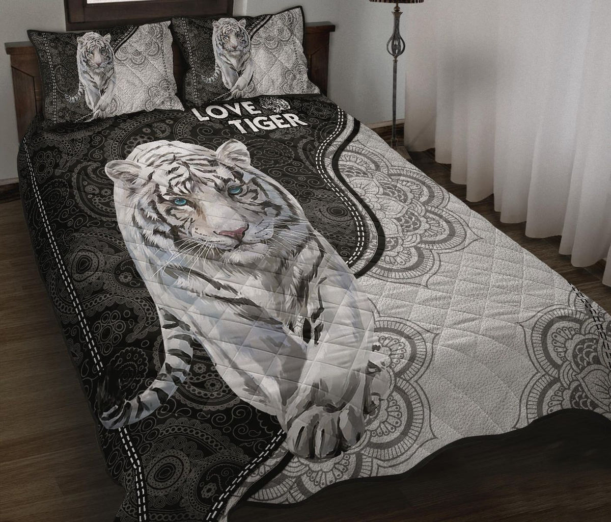 Mandala Love Tiger Quilt Bedding Set