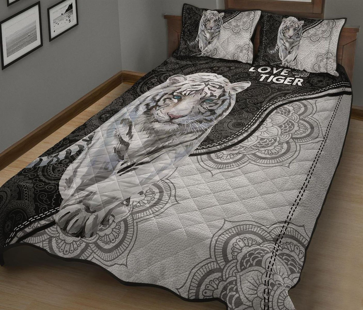 Mandala Love Tiger Quilt Bedding Set