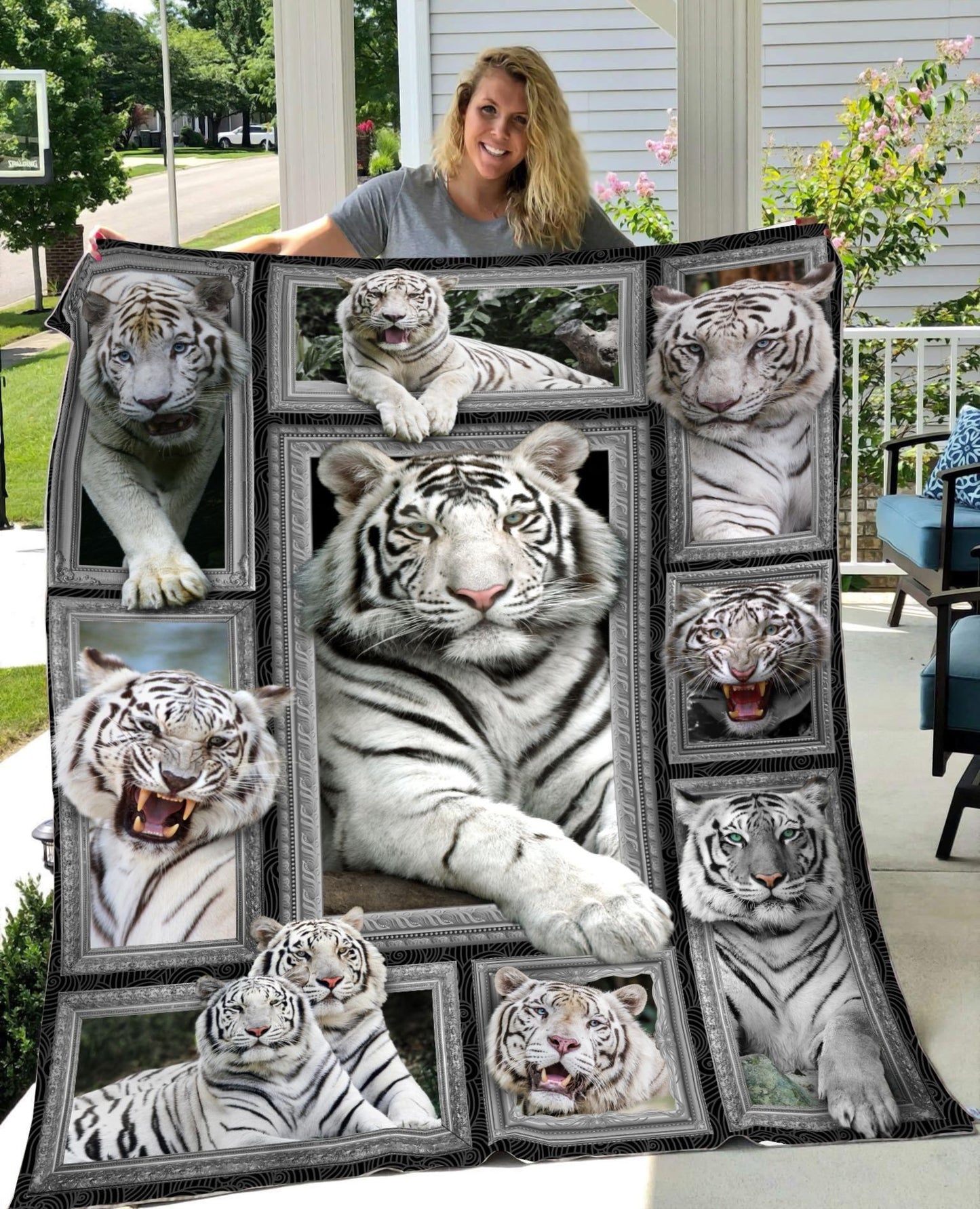 White Tiger 3D Fleece Blanket
