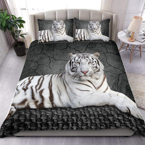 White Tiger Lie All Over Printed Bedding Set