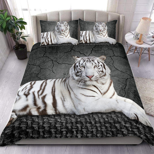 White Tiger Lie All Over Printed Bedding Set