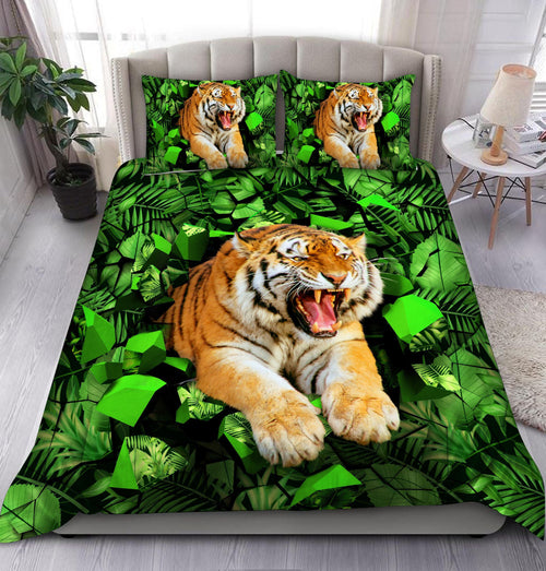 Tiger Wall Tropical Forest All Over Printed Bedding Set
