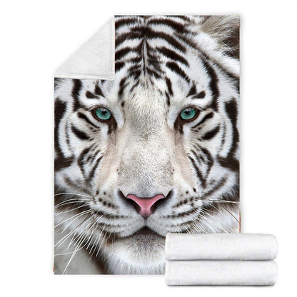 White Tiger Face Fleece Blanket