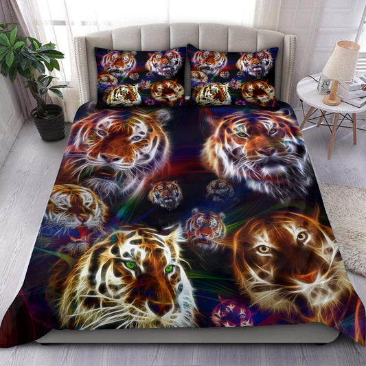Tiger Face Neon Art All Over Printed Bedding Set
