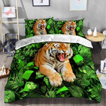 Tiger Wall Tropical Forest All Over Printed Bedding Set