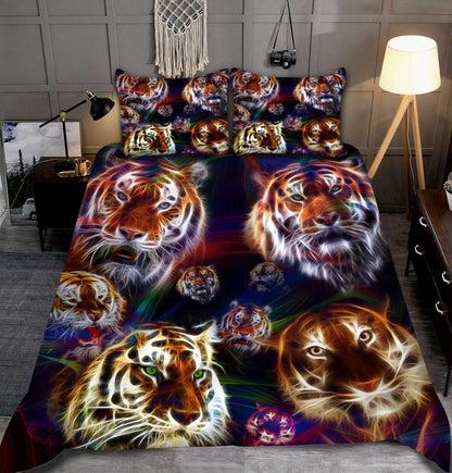 Tiger Face Neon Art All Over Printed Bedding Set