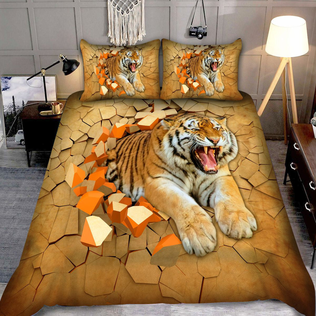Tiger Wall Art Q2 Over Printed Bedding Set