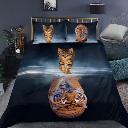 Cat Mirror Tiger All Over Printed Bedding Set