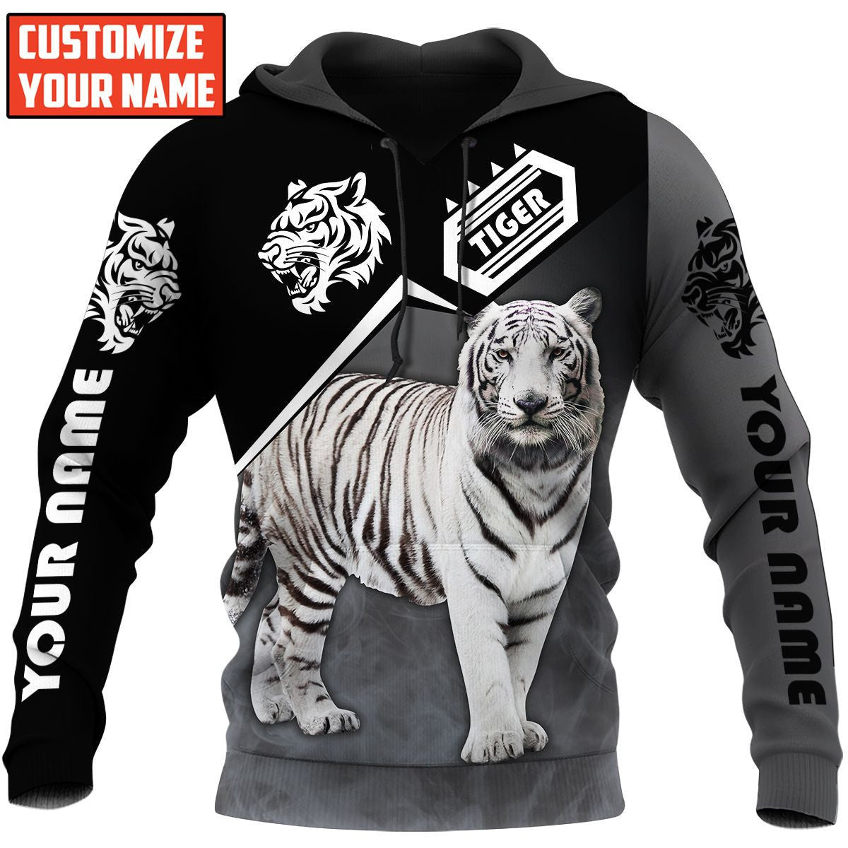 Personalized Name White Tiger V2 All Over Printed Unisex Shirt