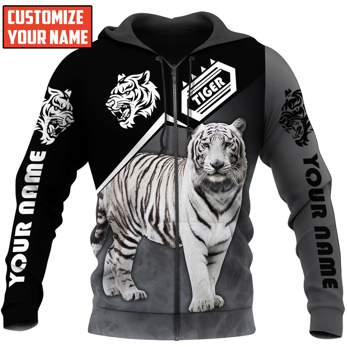 Personalized Name White Tiger V2 All Over Printed Unisex Shirt