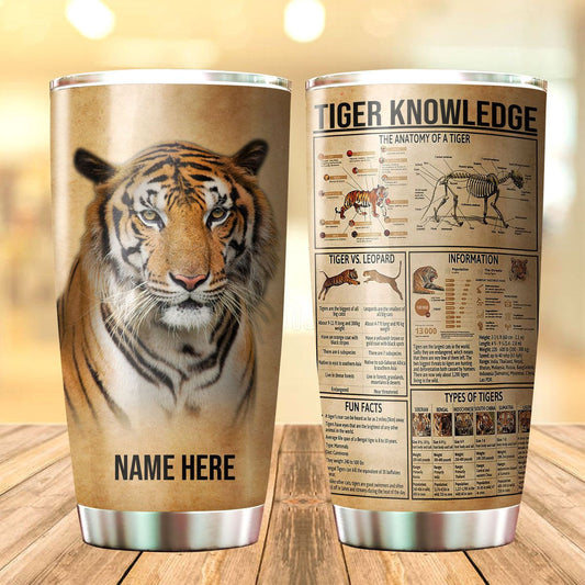 Personalized Name Tiger Knowledge Tumbler 20oz 30oz Cup Q221004