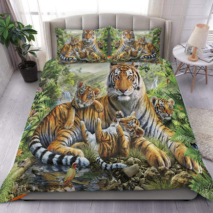 Tiger Family Over Printed Bedding Set