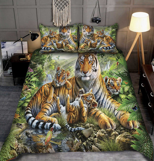 Tiger Family Over Printed Bedding Set