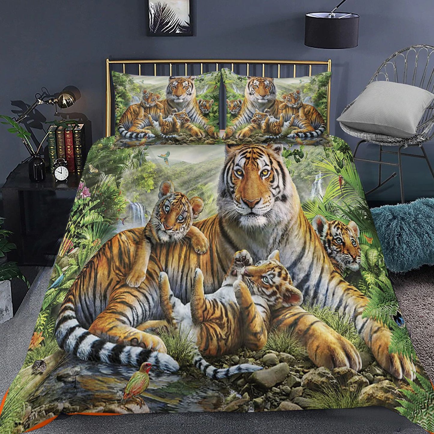Tiger Family Over Printed Bedding Set