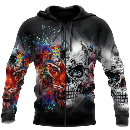 Tiger Skull Art All Over Printed Unisex Shirt