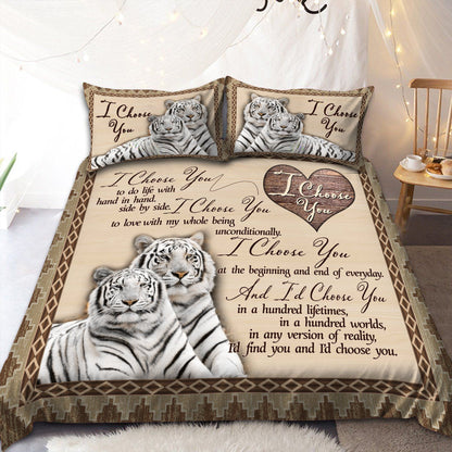 White Tiger Couple All Over Printed Bedding Set