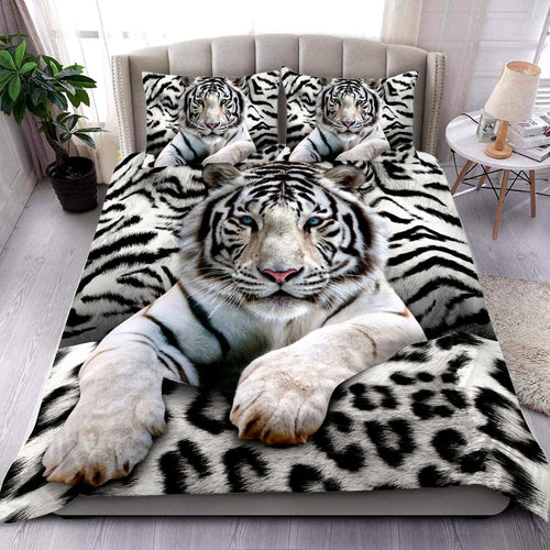 Cool White Tiger Pattern All Over Printed Bedding Set Q250909