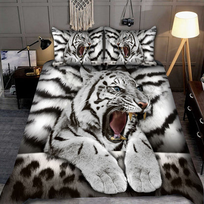 Angry White Tiger Q2 All Over Printed Bedding Set