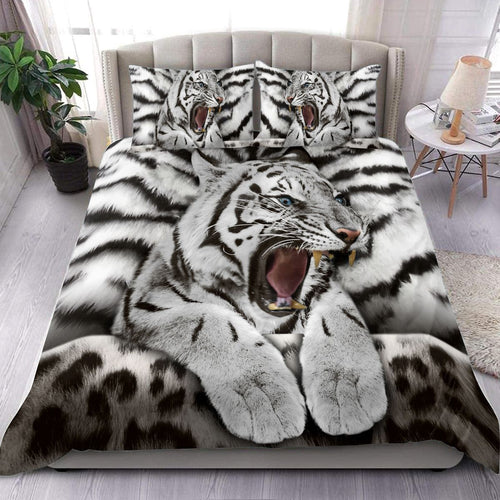 Angry White Tiger Q2 All Over Printed Bedding Set