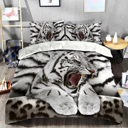 Angry White Tiger Q2 All Over Printed Bedding Set