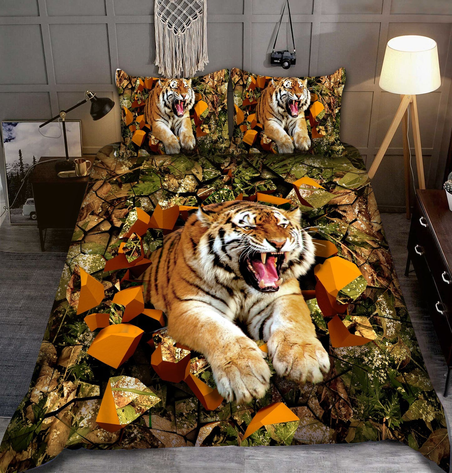 Tiger Wall Forest All Over Printed Bedding Set