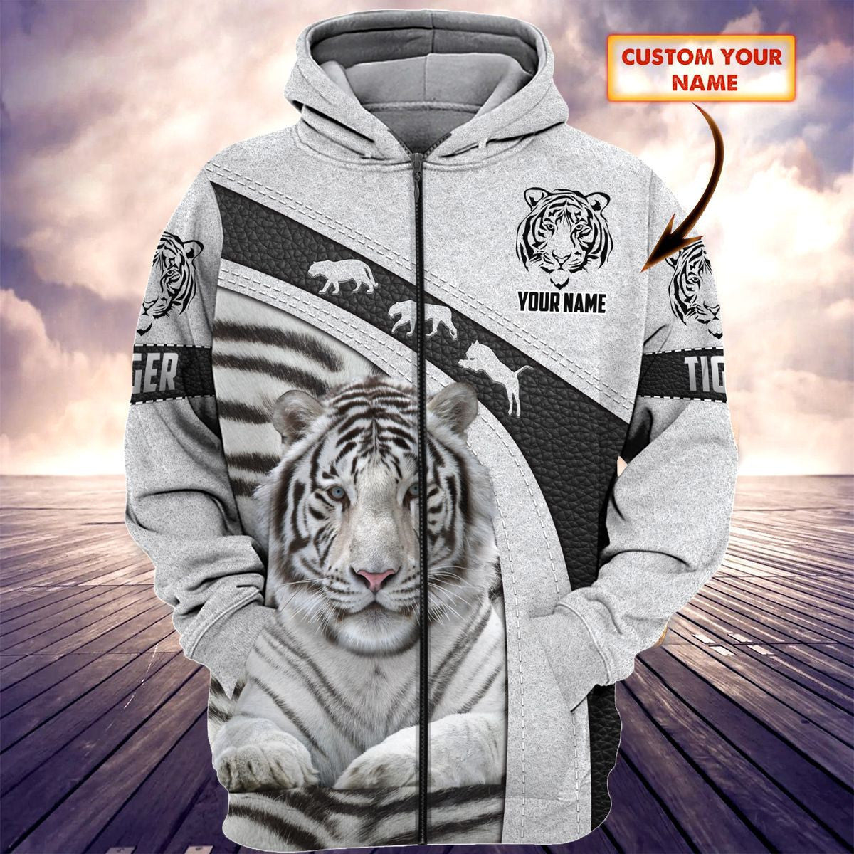 Personalized Name White Tiger 3 All Over Printed Unisex Shirt