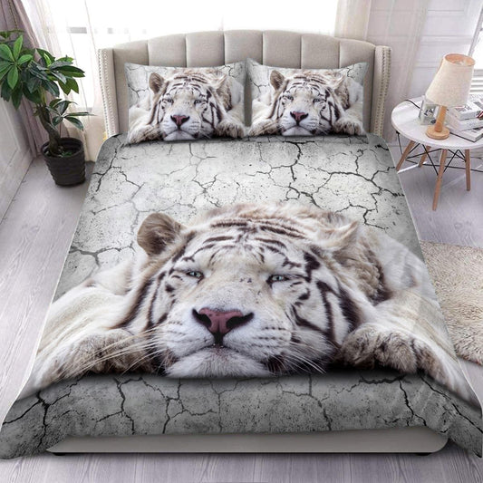 White Tiger All Over Printed Bedding Set