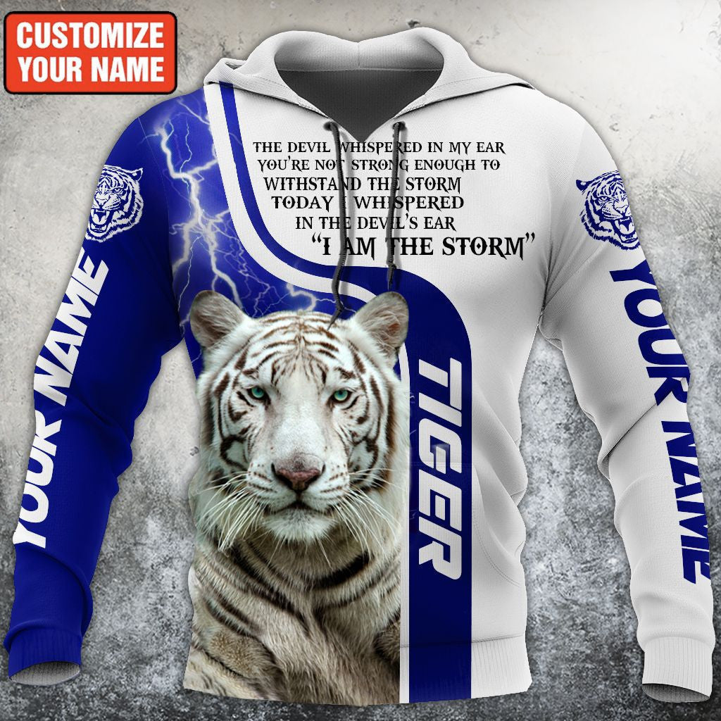 Personalized Name White Tiger I'm The Storm All Over Printed Unisex Shirt