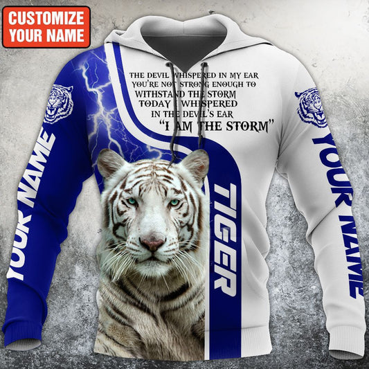 Personalized Name White Tiger I'm The Storm All Over Printed Unisex Shirt