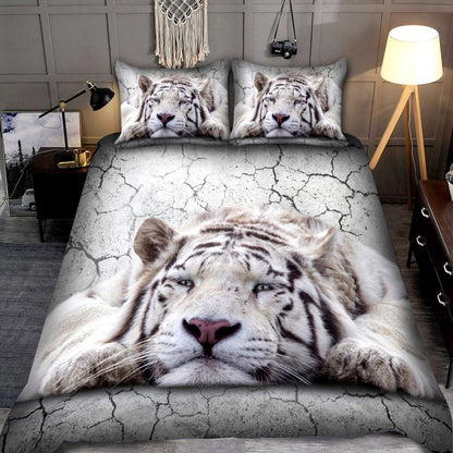 White Tiger All Over Printed Bedding Set