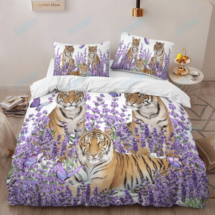 Tiger Flower Garden All Over Printed Bedding Set