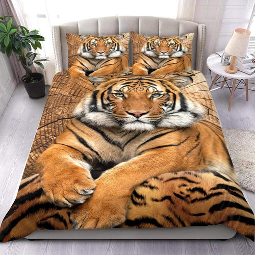 Tiger Wood Pattern All Over Printed Bedding Set