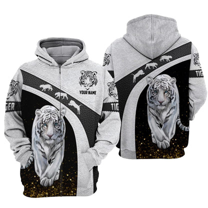 Personalized Name White Tiger Art All Over Printed Unisex Shirt