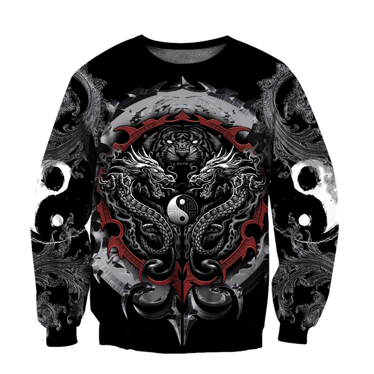 Dragon Tiger Yin And Yang Gothic Art 3D Unisex Shirt