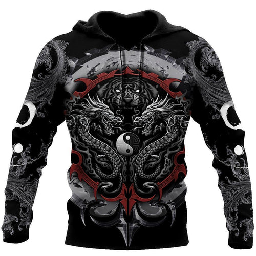Dragon Tiger Yin And Yang Gothic Art 3D Unisex Shirt